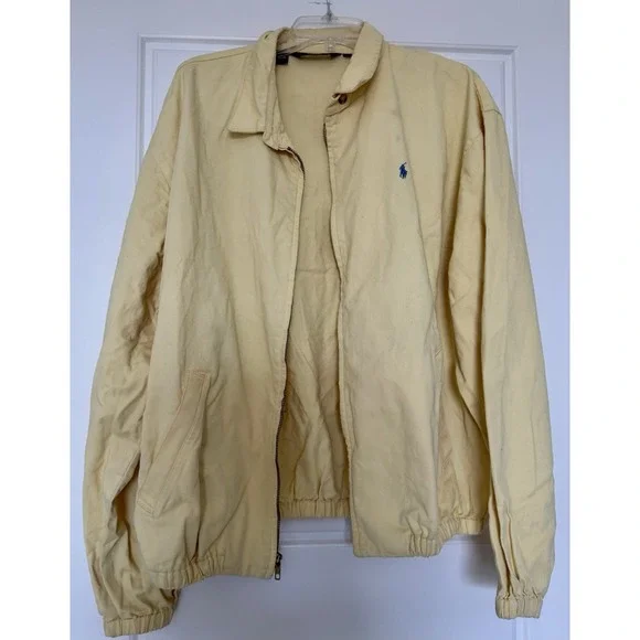 Vintage Polo Ralph Lauren Made In USA Men's Harrington Zip Yellow Jacket Size XL